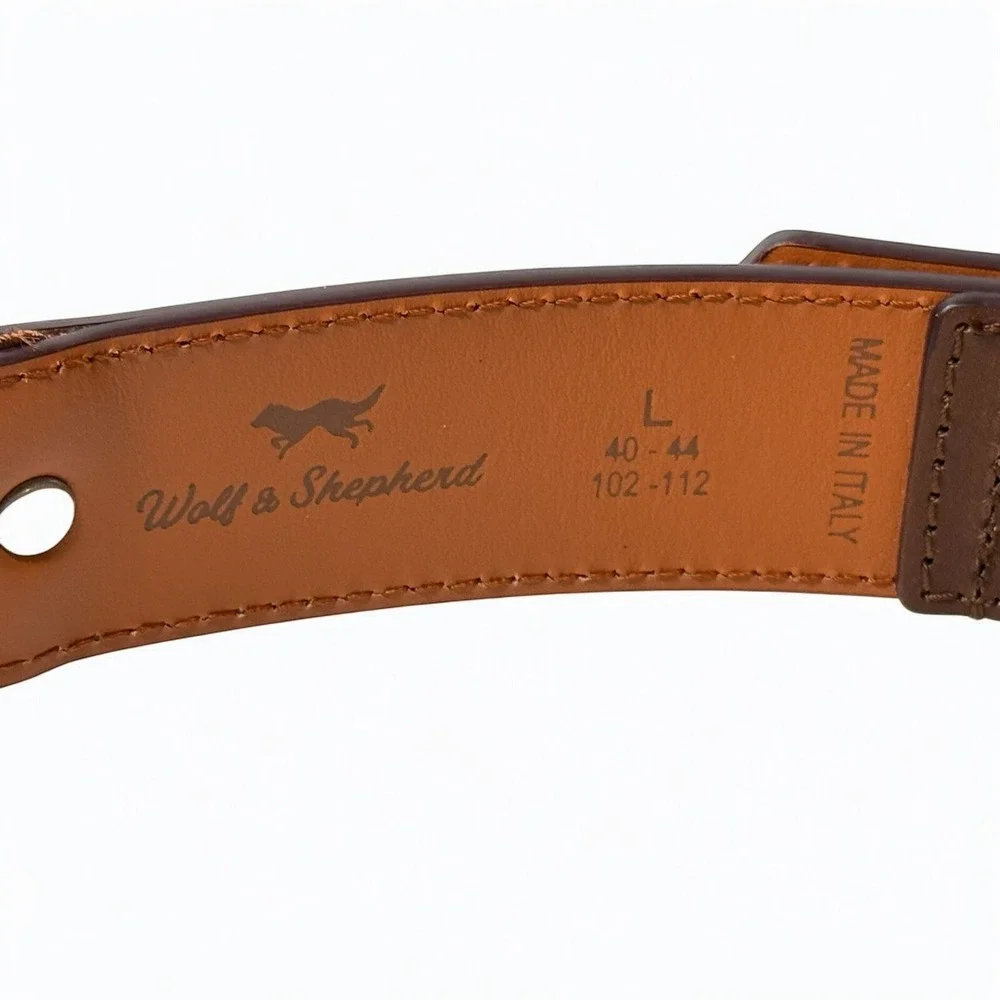 Wolf & Shepherd Stealth Woven Belt Large 40-44 Stretch Maple Brown Leather NEW